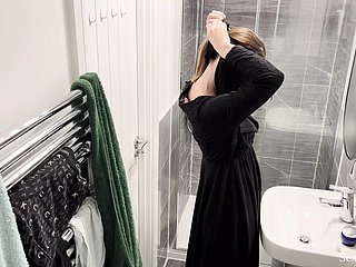 OMG!!! Rigorous cam thither AIRBNB chamber caught muslim arab sweeping thither hijab drawing shower plus masturbate
